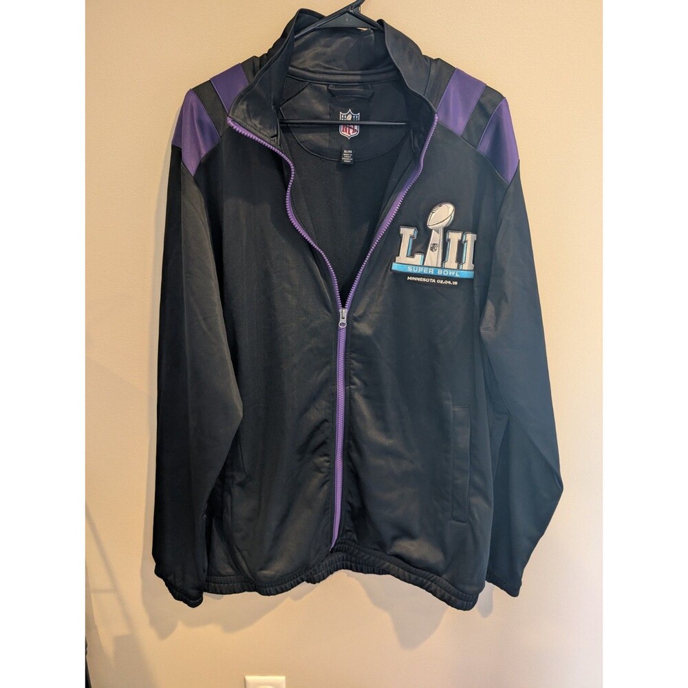 SUPER BOWL Jacket Full Zip Men's XL NFL LII 52 Black Purple Active U.S. Bank